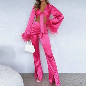 White fox hot pink set